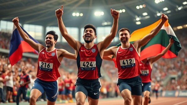 Euro Champs Meet Records: athletes celebrating track victories