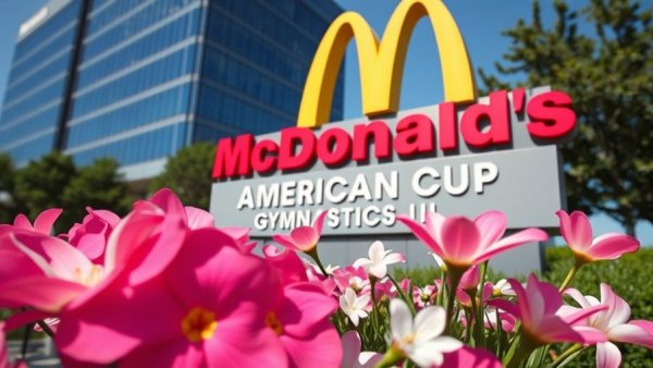 1994 McDonald's American Cup sign with flowers in the foreground.