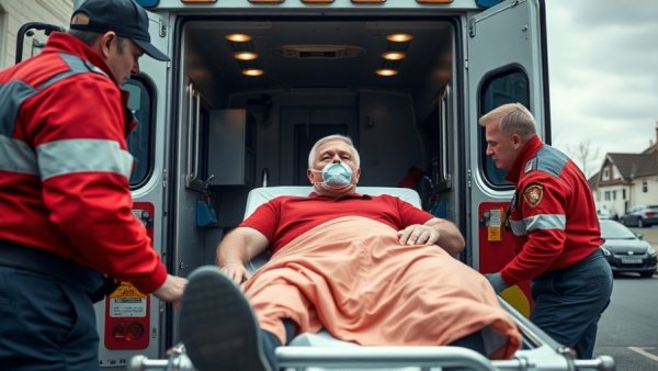 Expats Personal Injury Claims: Patient on stretcher with paramedics.