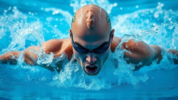Crispy footage of swimmer in action showcasing dynamic motion.