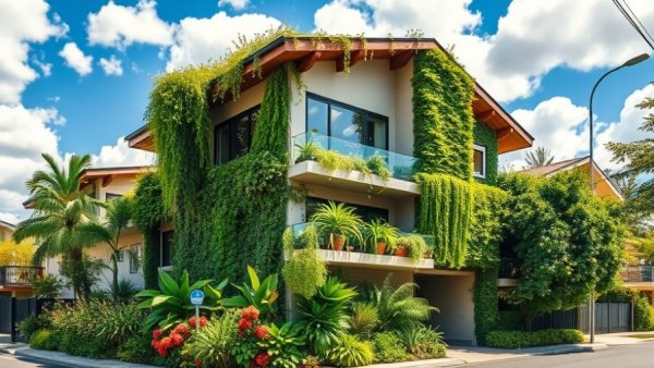 Urban living design with modern house and greenery