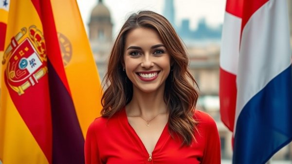 Flags of top expat countries with smiling woman, Best Countries for Expats