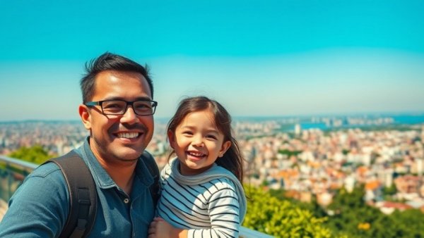Expat life in Shanghai: family enjoying cityscape view