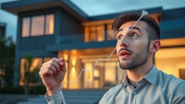 Mortgage rates surge graph with surprised man in background