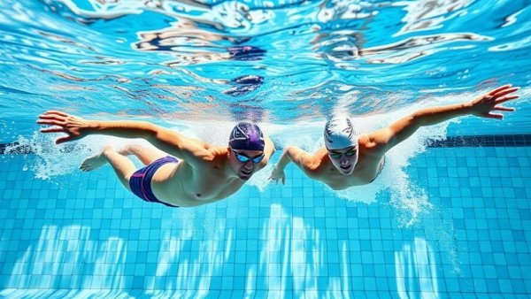 Comparison of swimmers illustrating swimming speed differences.