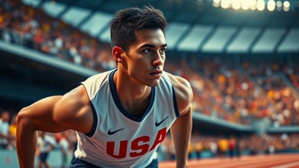 Young sprinter phenom in USA jersey prepares for professional race.