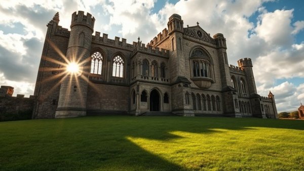 Medieval stone building with sunlight in Edinburgh