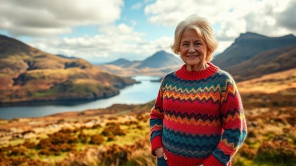 Scotland to England travel visual with a scenic background and confident woman