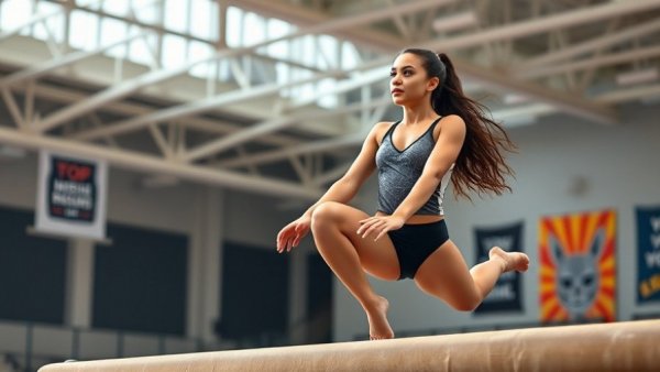 Future of gymnastics competition with skilled gymnast performing.