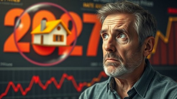 Concerned man analyzing the impact on the 2027 housing market.