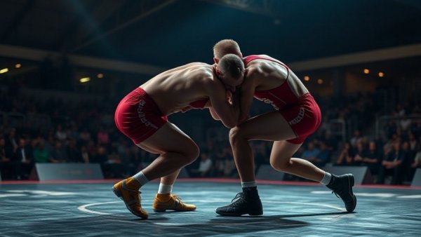 Erzu Zakriev in a dynamic wrestling grapple at U23 World Finals.