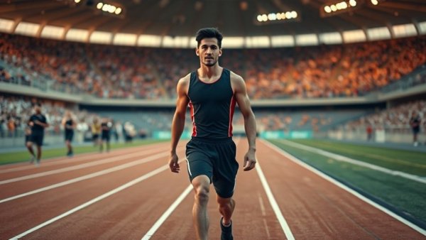 Fred Curley's Comeback features athlete confidently on track.