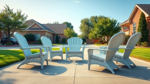 Chairs in driveway with suburban home, inspiring Halloween decor ideas for homeowners.