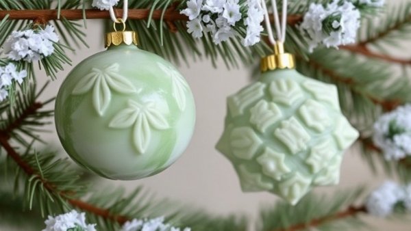 Faux Jadeite Ornaments With Chalk Couture Sage Paste