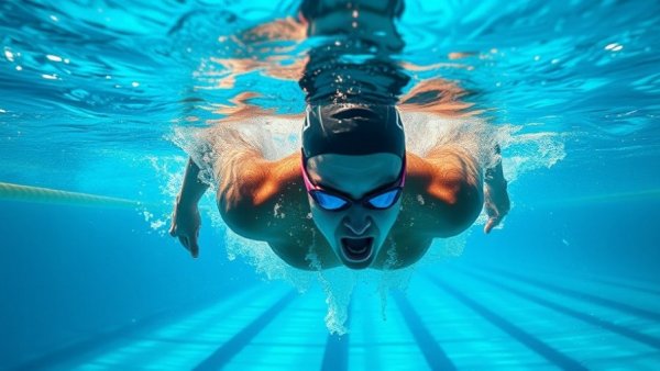 Swimmer practicing catch technique underwater in a pool
