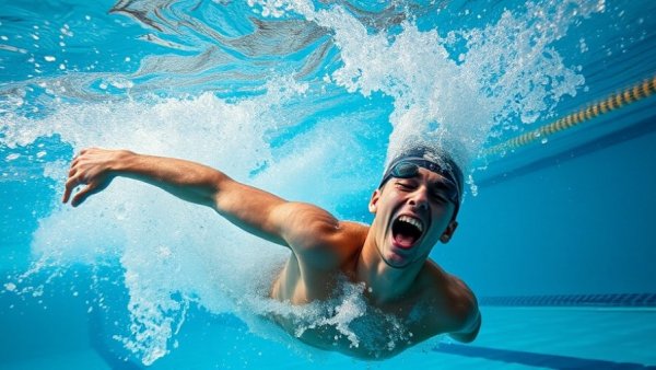 Dynamic shot highlighting the importance of stroke count in swimming