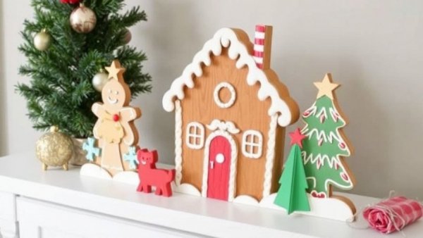 DIY Gingerbread Christmas Decor With Wood Cutouts
