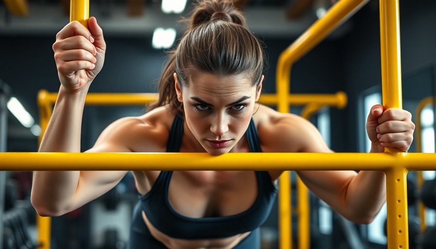 Woman doing dips in gym on parallel bars, showcasing how to do a dip exercise.