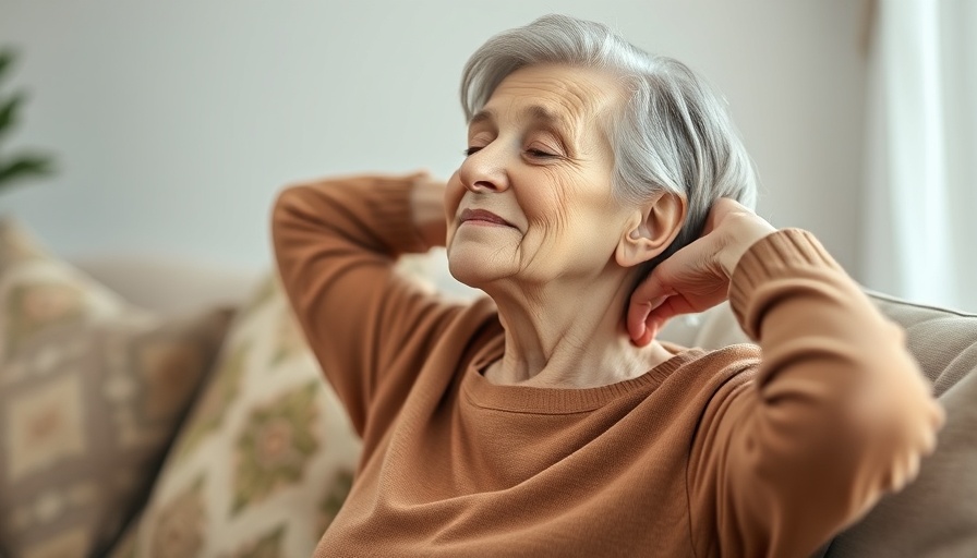 Woman showing neck stretches to relieve stiffness for better mood.