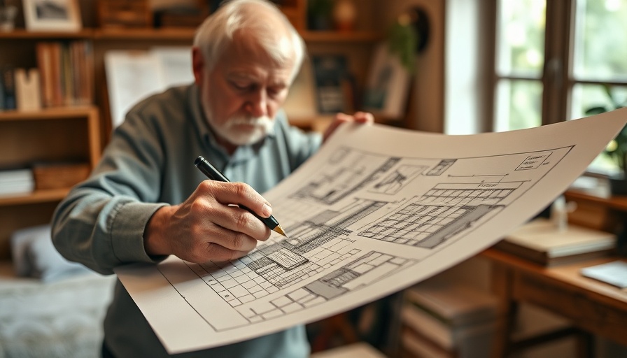 Intentional Space Design for ADHD Individuals: Hands sketching architectural plans in warm studio.