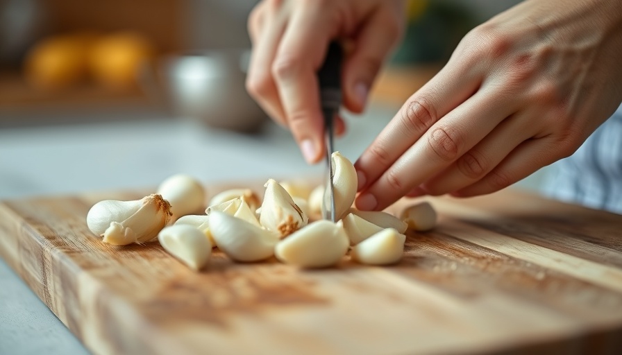 Slicing garlic cloves as a home remedy for vaginal itching relief.