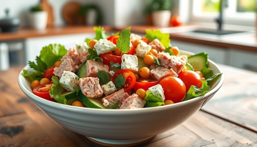 Healthy tuna feta cheese salad for weight loss during menopause.