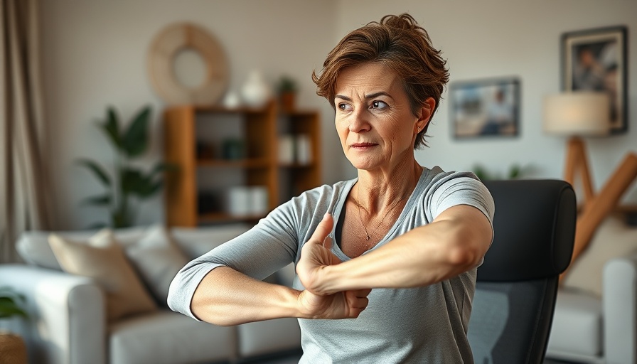 Middle-aged woman demonstrating home workouts to reduce inner thigh fat.