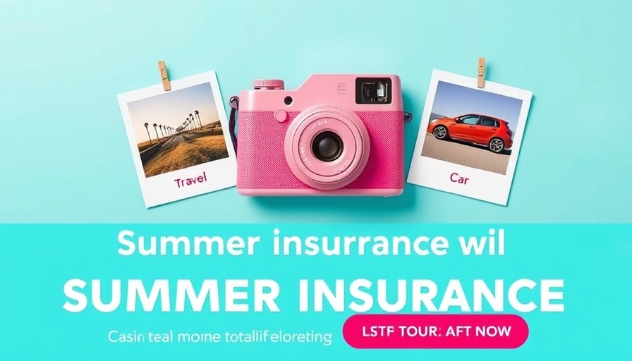 Summer insurance cashback offer with pink camera and travel photos.