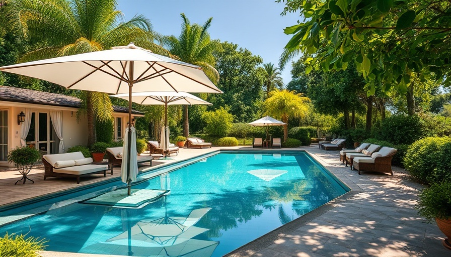Elegant summer home decor ideas featuring a serene pool area.