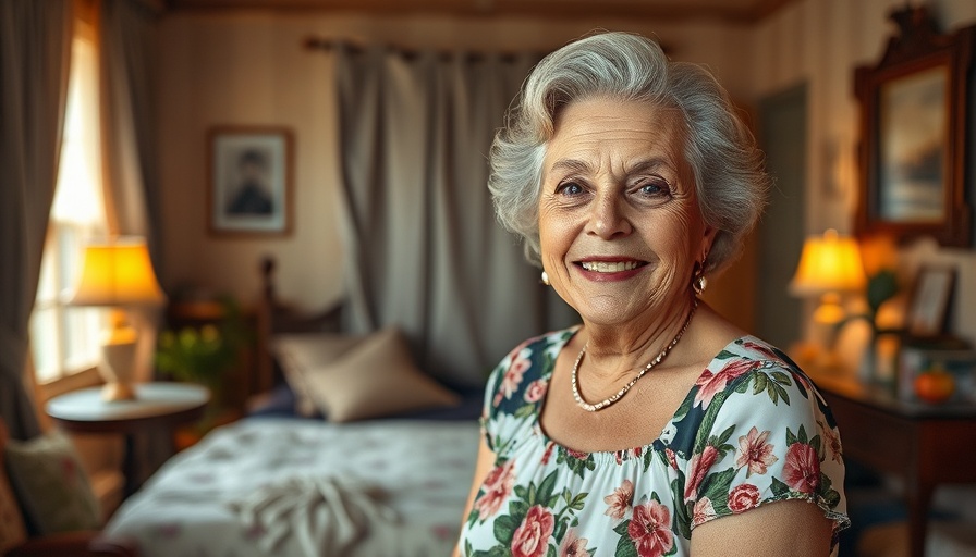 Fashion over 60 Summer Sales: graceful woman in floral dress in stylish bedroom