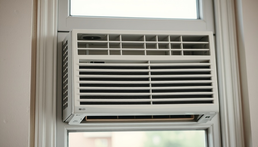 Window AC unit with misaligned side panels in frame, highlighting fit issue.