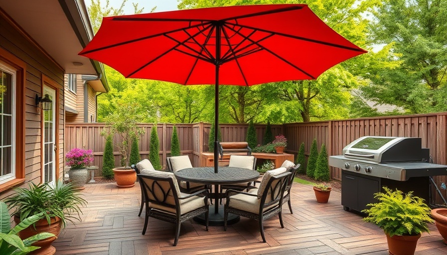 Charming backyard retreat with must-have features including a deck and furniture.