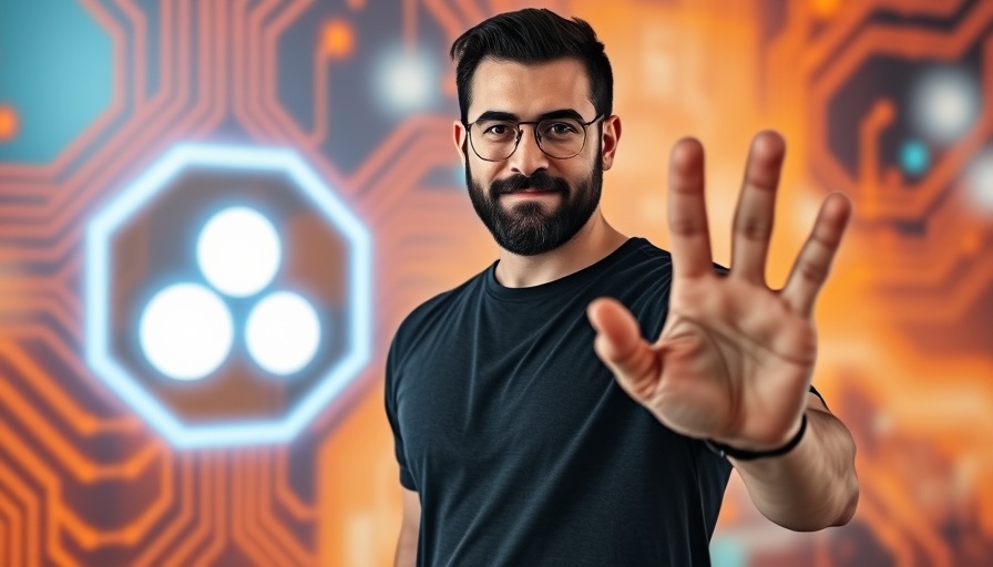 Home Assistant 2025.4 features highlighted by a man with four fingers raised.