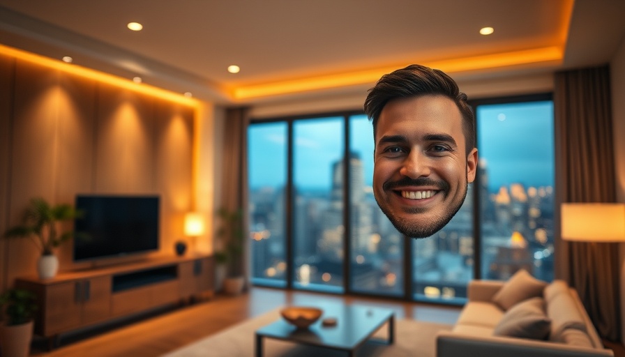 Smiling man in smart home discussing automations and scenes.