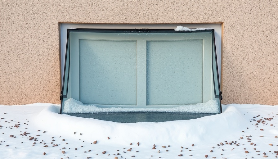 Snow-covered window well showcasing seasonal window well maintenance.