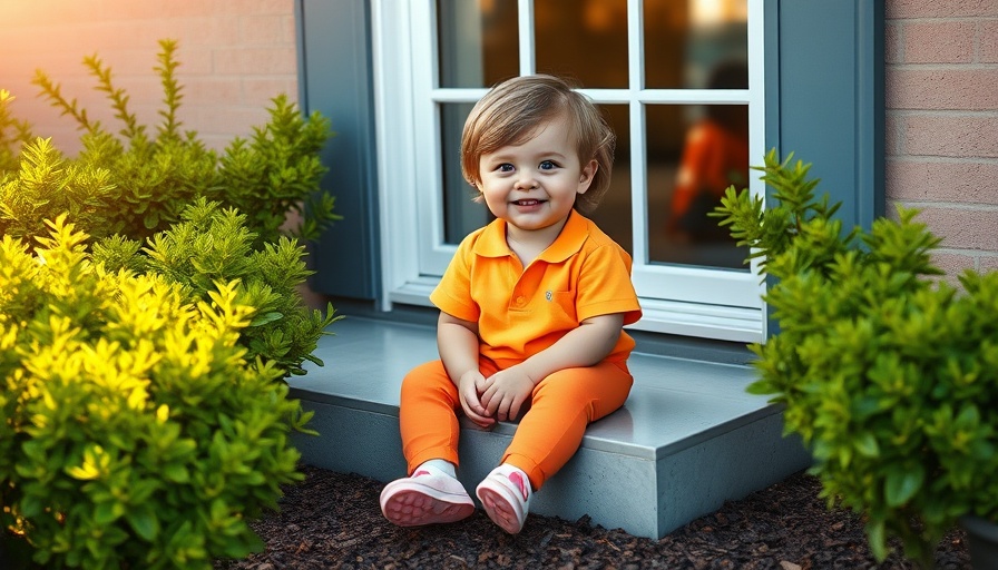 Safe yard design with child sitting on window well cover