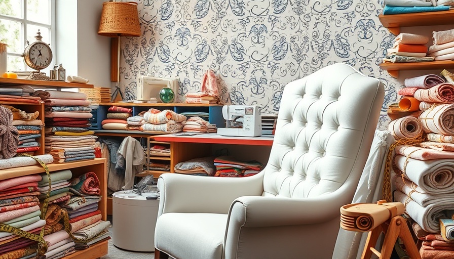Sewing studio setup: how much fabric to reupholster a chair.