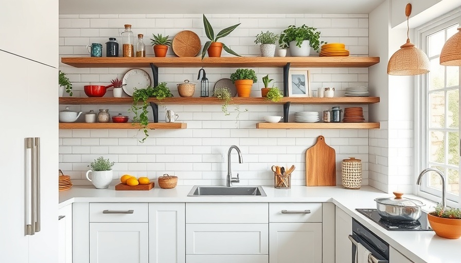 Modern kitchen makeover ideas with white cabinets and open shelves.
