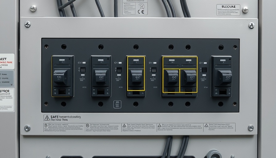 Highlighted electrical panel showing how to move circuit breakers safely.