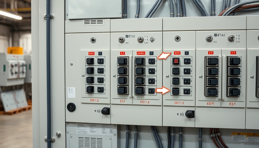 Electrical panel with instructions for moving circuit breakers safely.