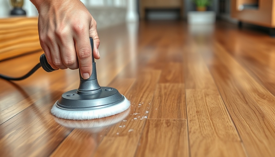 Hand applying coating for hardwood floor scratch resistance, close-up.