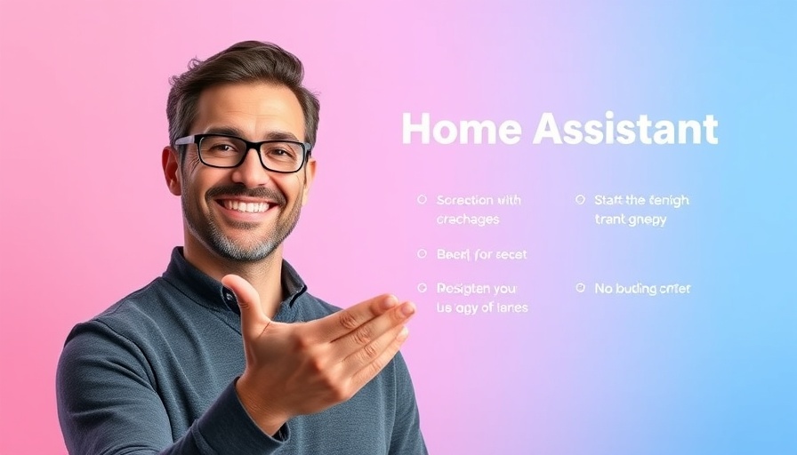 Confident man introducing Home Assistant 2025.5 features with logo.