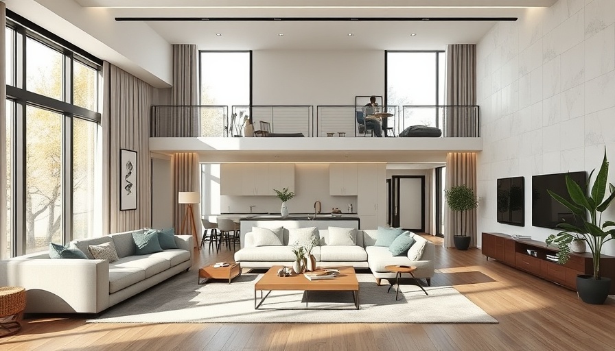 Modern two-part home mergeable design showcasing interiors.
