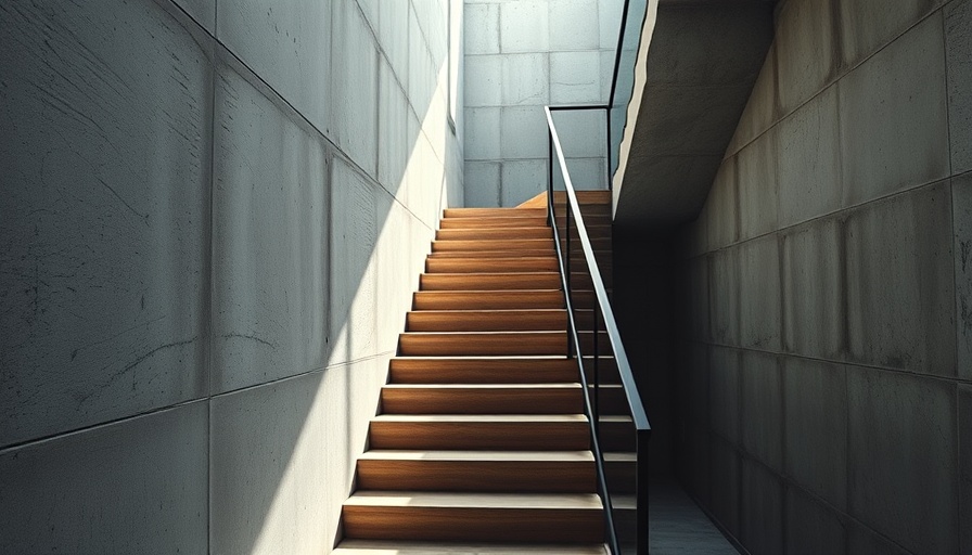 Modern interior design emphasizing function and flow with natural light and sleek staircase.