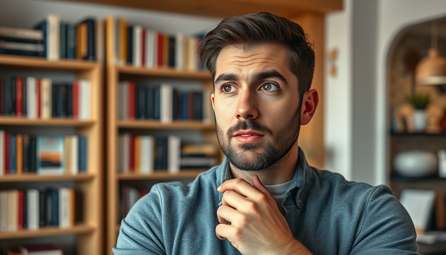 Man discussing home upgrades in a home library setting.