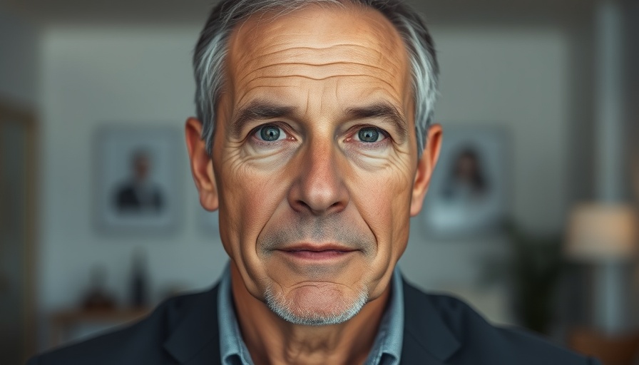 Middle-aged man discussing real estate insights indoors.