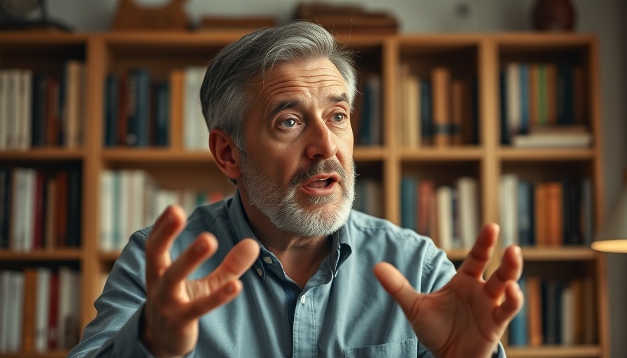Middle-aged man discussing tips to avoid design disasters expressive