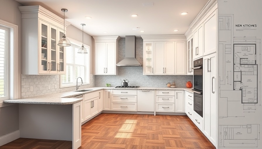 Modern kitchen remodeling blueprint concept showcasing new kitchen features