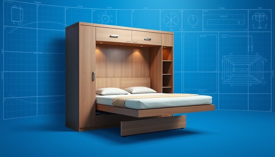 Space-saving Murphy bed folding away, efficient design solution.