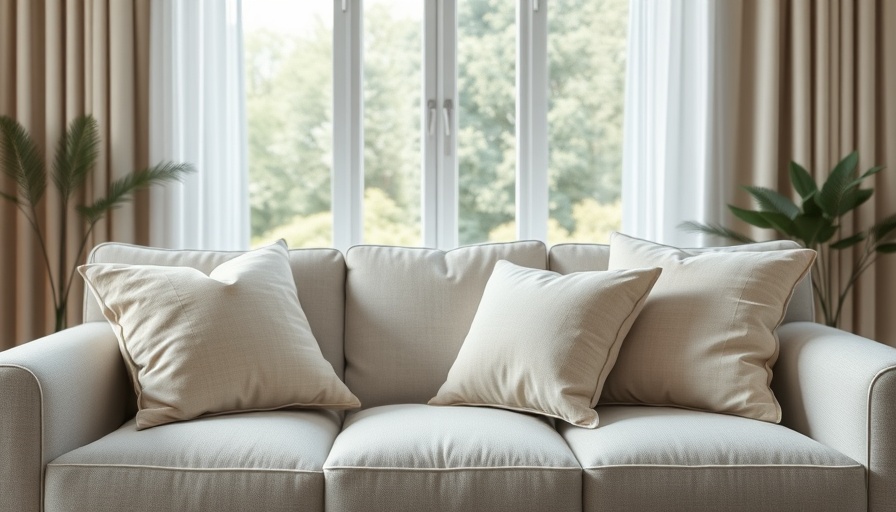 Cozy sofa with decorative pillows for fall home updates.